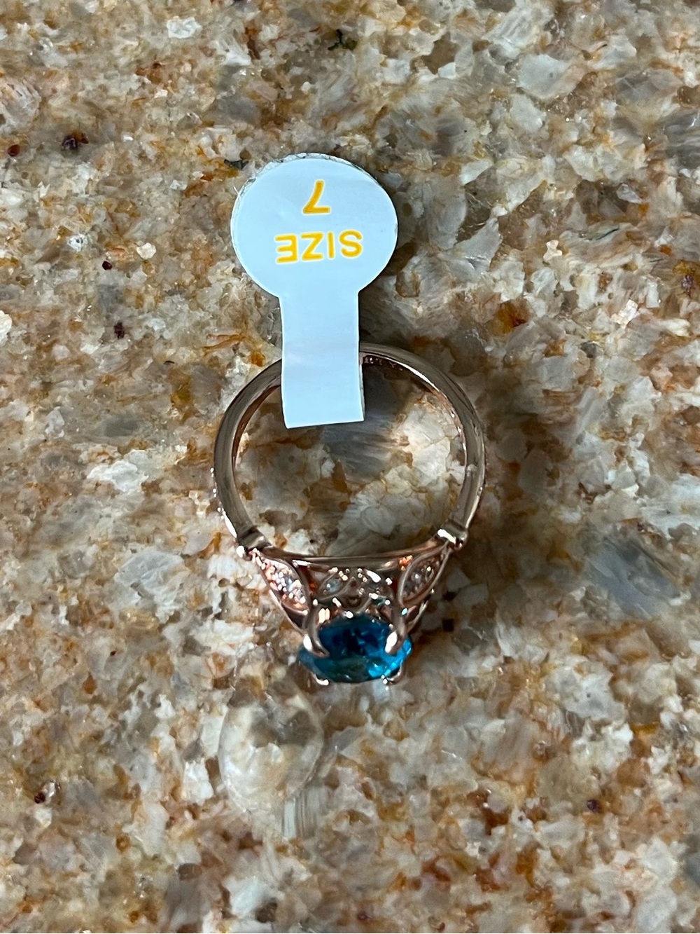 BP Retro RBP2850 Mermaid Tail Rose Gold-Tone Ring with Vibrant Teal Blue Crystal - Picture 5 of 5